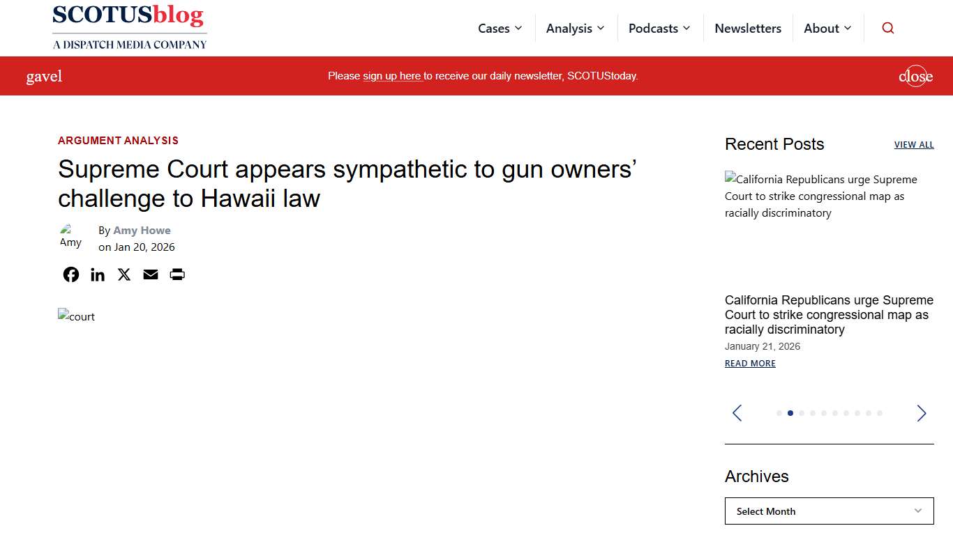 Supreme Court appears sympathetic to gun owners’ challenge to Hawaii law - SCOTUSblog