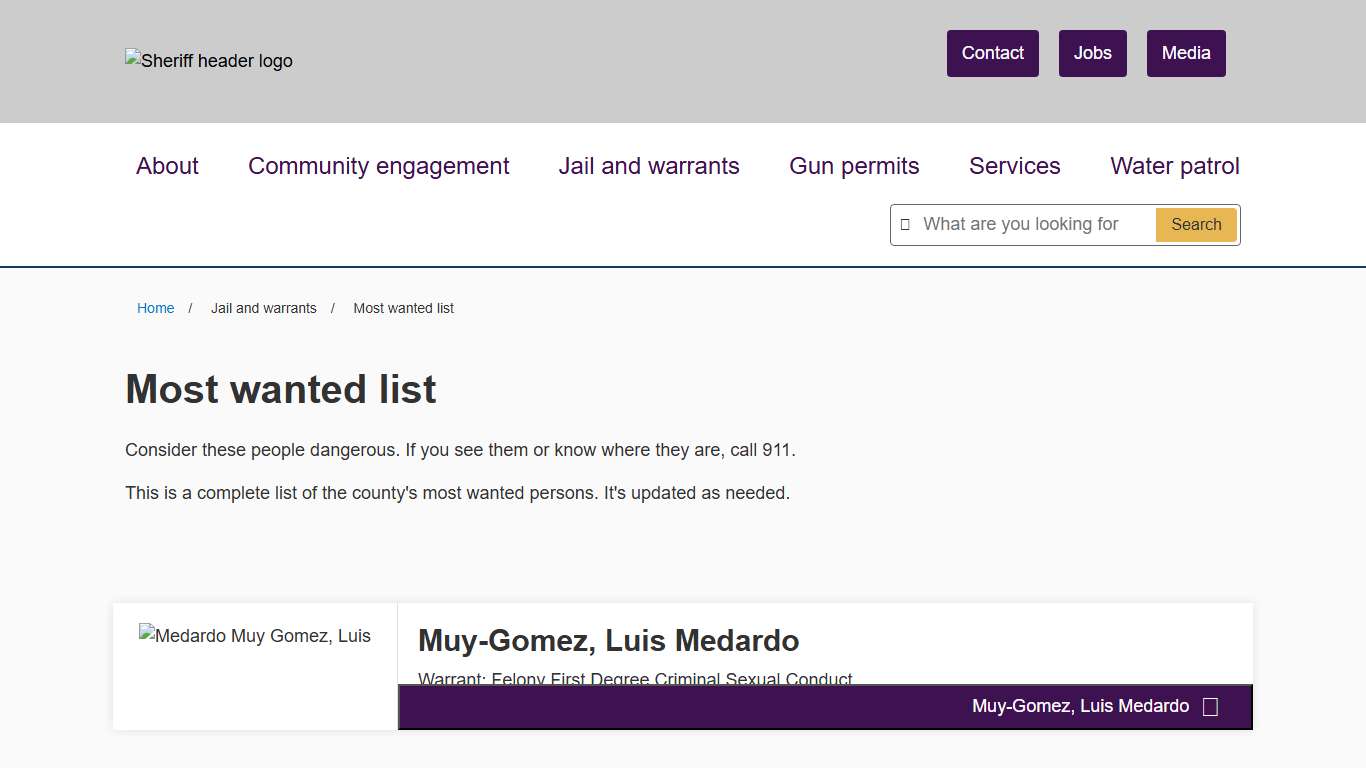 Most wanted list | Hennepin County Sheriff's Office